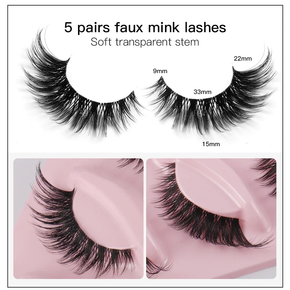 High Quality Cat Eye Lashes Faux Mink 5 Pairs