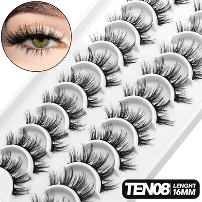 5/10 pairs 3D Mink Lashes Faux Mink Fluffy Soft Full Thick Eyelashs