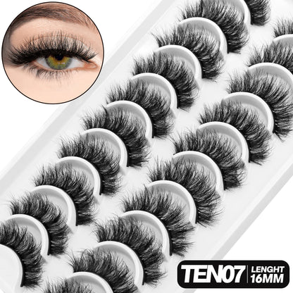 5/10 pairs 3D Mink Lashes Faux Mink Fluffy Soft Full Thick Eyelashs