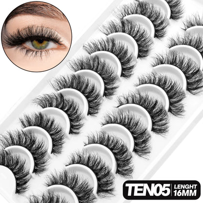 5/10 pairs 3D Mink Lashes Faux Mink Fluffy Soft Full Thick Eyelashs