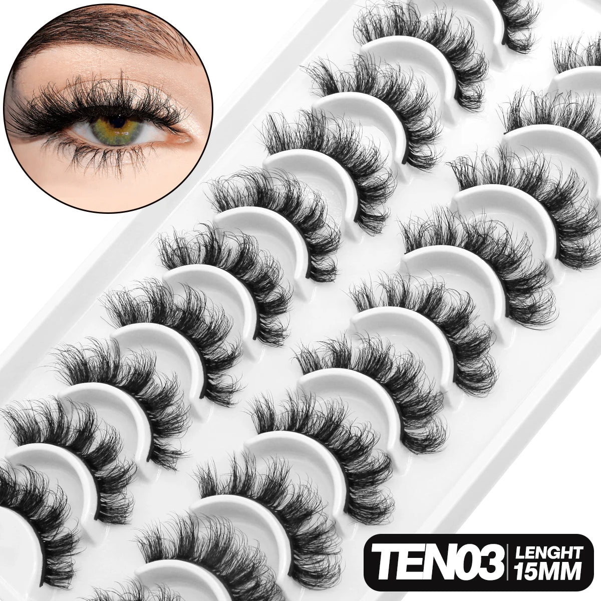 5/10 pairs 3D Mink Lashes Faux Mink Fluffy Soft Full Thick Eyelashs