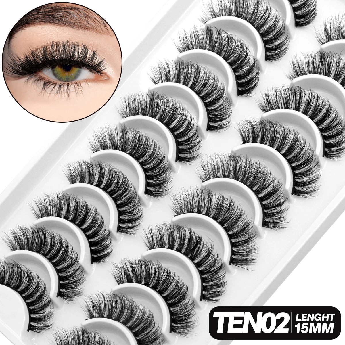 5/10 pairs 3D Mink Lashes Faux Mink Fluffy Soft Full Thick Eyelashs