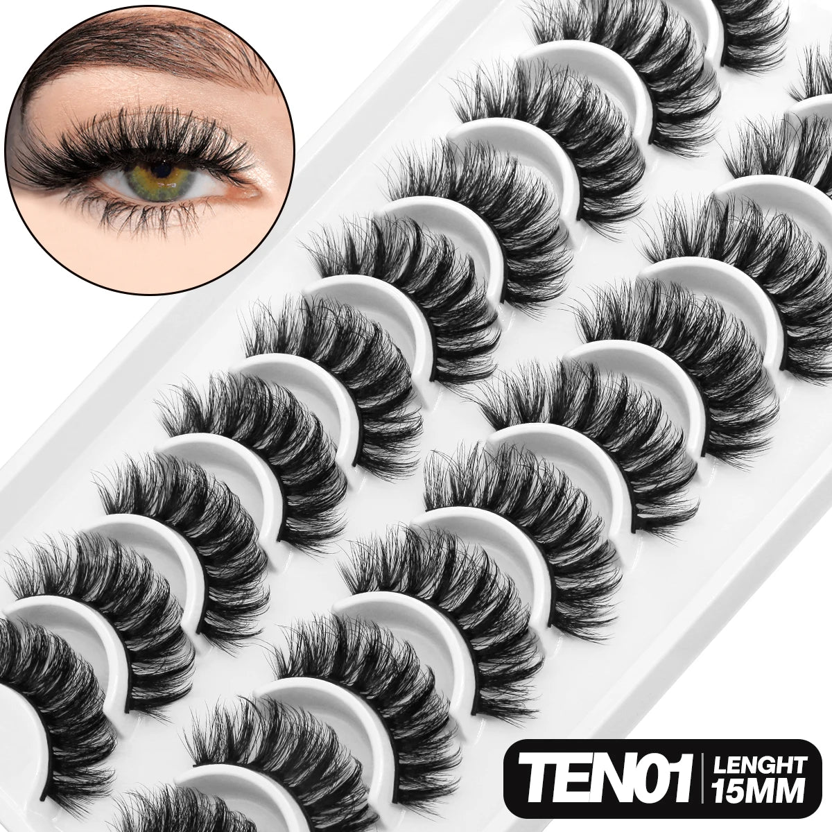 5/10 pairs 3D Mink Lashes Faux Mink Fluffy Soft Full Thick Eyelashs